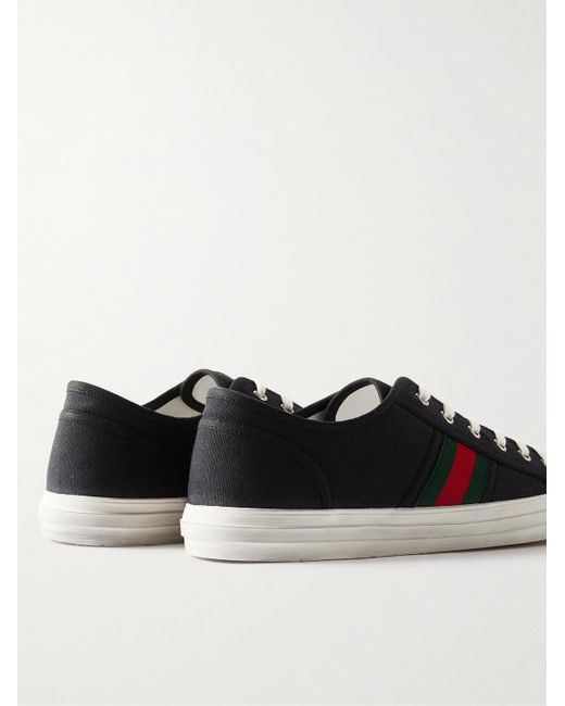 Gucci White Julio Webbing-trimmed Canvas Sneakers for men