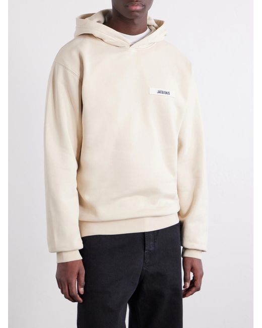 Jacquemus Natural Logo-Appliquéd Cotton-Jersey Hoodie for men