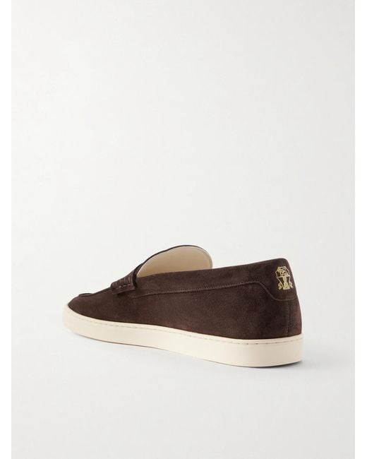 Brunello Cucinelli Brown Suede Penny Loafers for men