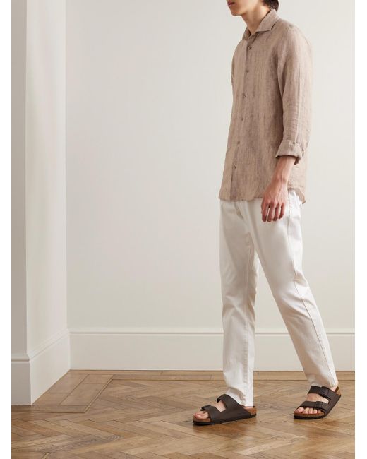 Frescobol Carioca Natural Antonio Cutaway-collar Linen Shirt for men