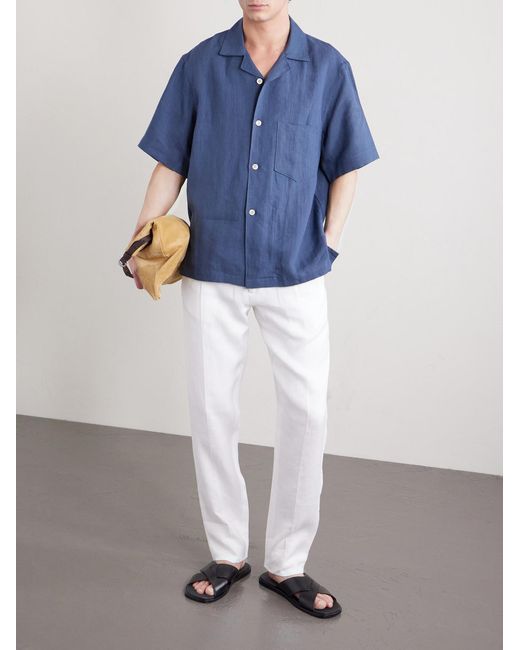 Lardini White Tapered Linen Drawstring Trousers for men