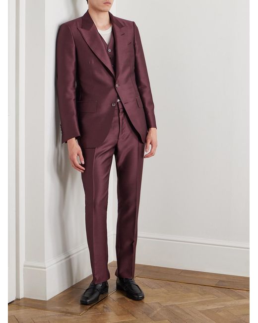 Tom Ford Purple Wool, Mohair And Silk-Blend Twill Suit Jacket for men