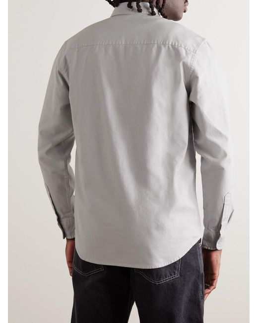Carhartt White Bolton Button-down Collar Logo-embroidered Cotton Oxford Shirt for men