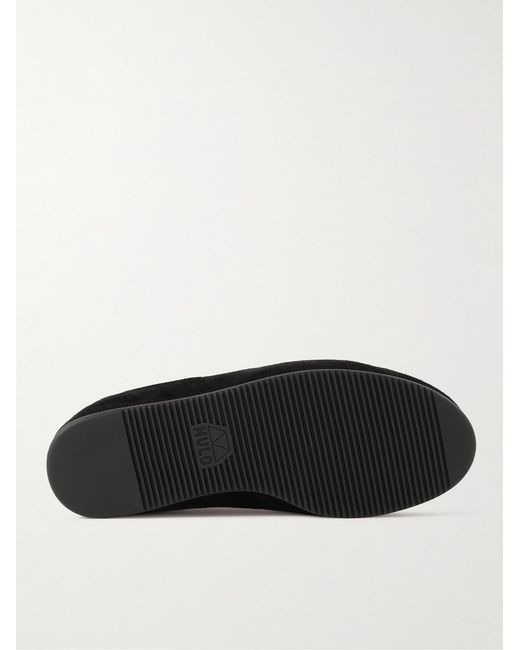 Mulo Black Suede-Trimmed Shearling-Lined Recycled-Wool Slippers for men