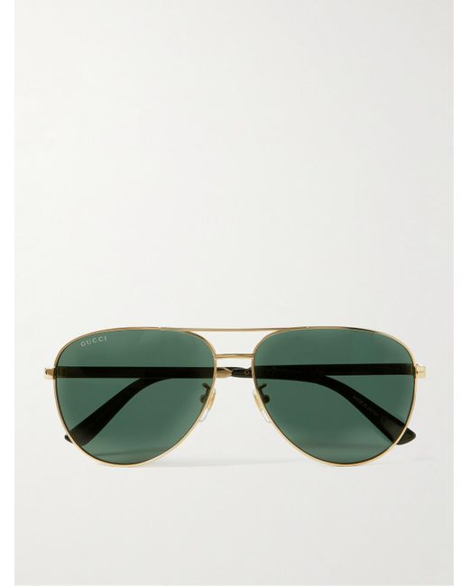 Gucci Aviator-style Gold-tone Sunglasses in Green for Men | Lyst Canada