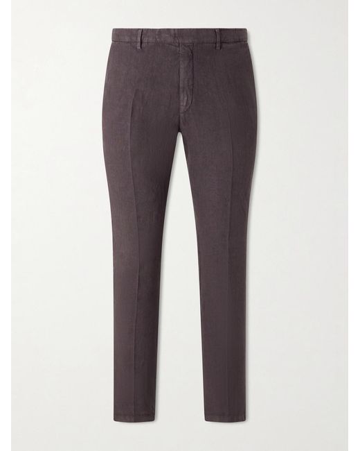 Boglioli Gray Straight-Leg Linen Suit Trousers for men