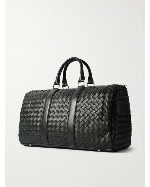 Bottega Veneta Black Intrecciato Leather Duffle Bag for men
