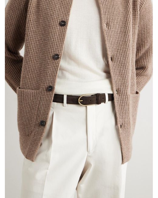 Thom Sweeney Black 3.5Cm Suede Belt for men