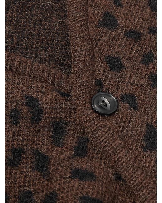 Wacko Maria Brown Leopard-Print Woven Cardigan for men