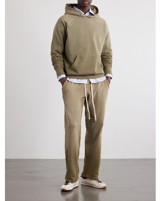 Les Tien Green French Terry-Cotton Raglan Hoodie for men