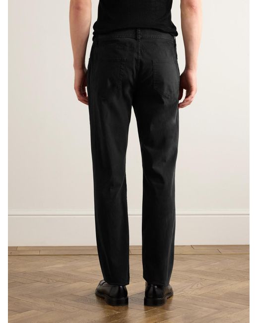 James Perse Black Straight-Leg Brushed Cotton-Blend Twill Trousers for men
