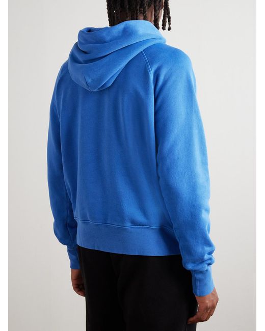 Les Tien Blue Heavyweight Structured-fleece Cotton-jersey Raglan Hoodie for men