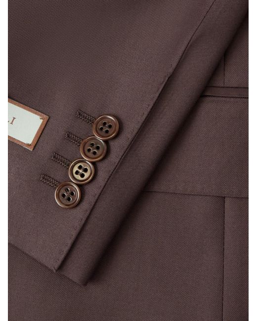 Canali Brown Double-Breasted Wool-Twill Suit Jacket for men