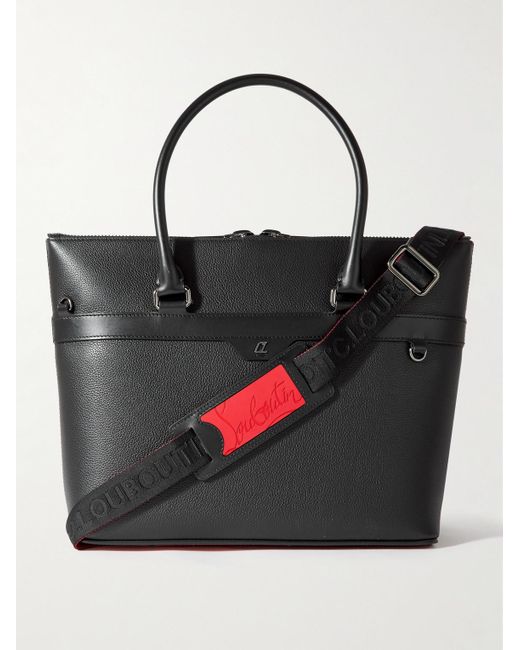 Christian Louboutin Black Kabiker 2.0 Rubber-Trimmed Full-Grain Leather Tote Bag for men