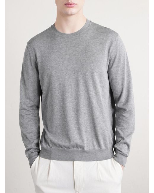 Slowear Gray Cotton And Silk-blend Sweater for men