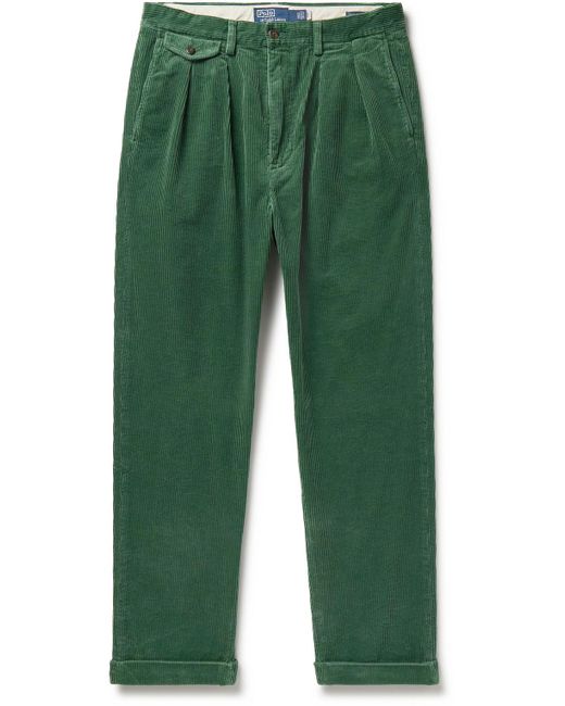 Polo Ralph Lauren Green Whitman Slim-fit Pleated Cotton-corduroy Trousers for men