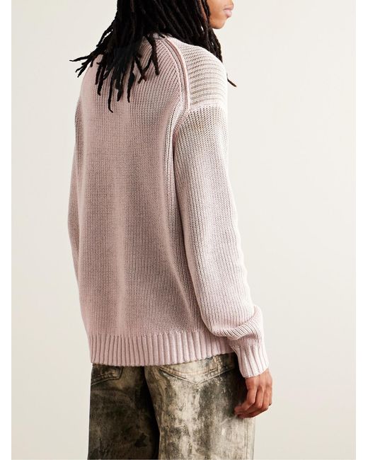 Acne Pink Kype Logo-Appliquéd Ribbed Wool-Blend Sweater for men
