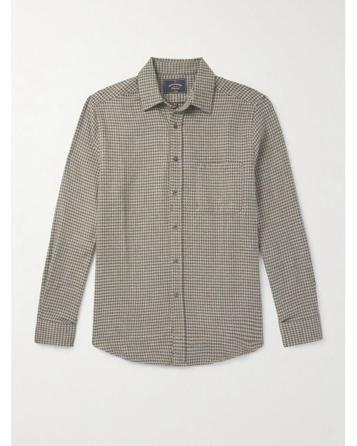 Portuguese Flannel Gray Houndstooth Organic Cotton Shirt for men