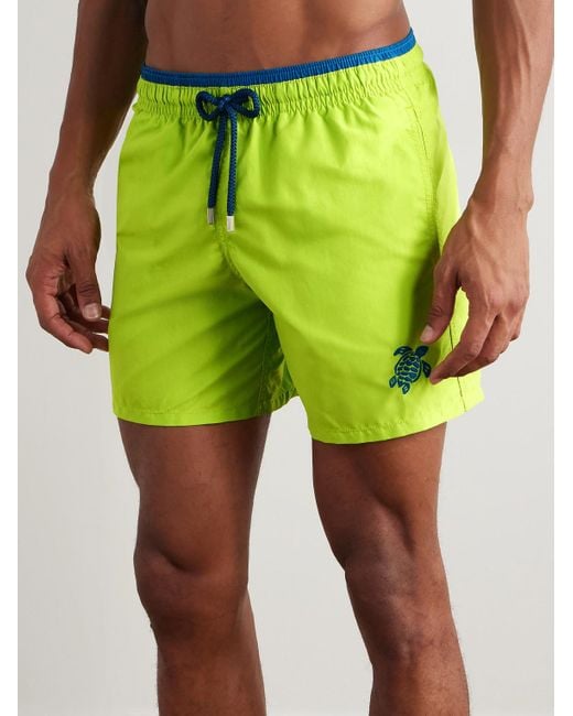 Vilebrequin Green Moka Straight-Leg Mid-Length Econyl Swim Shorts for men