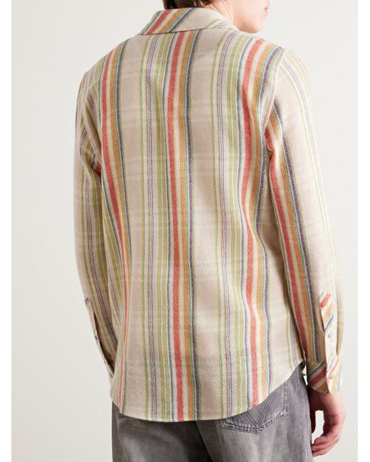 God's True Cashmere Natural Ruler Striped Recycled-Cashmere And Wool-Blend Gauze Shirt for men