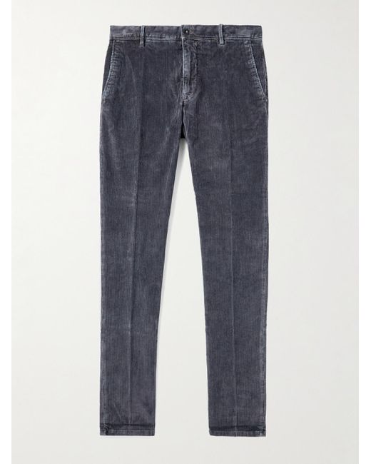 Slowear Blue Incotex Slim-Fit Cotton-Blend Corduroy Trousers for men