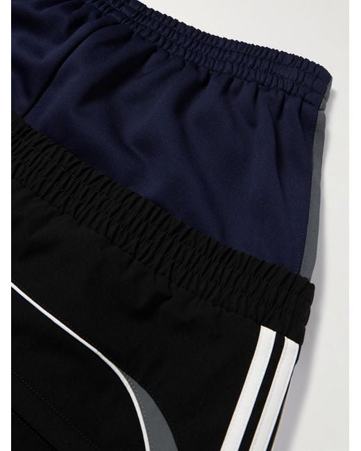 Balenciaga Blue Wide-Leg Layered Striped Tech-Jersey And Shell Track Pants for men