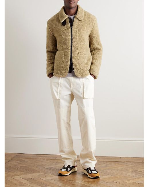 Oliver Spencer Natural Lambeth Corduroy-trimmed Fleece Jacket for men