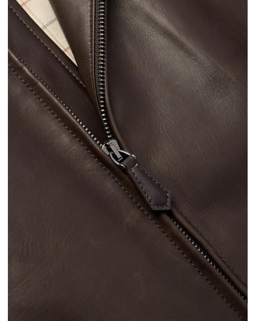 Loro Piana Brown Leather Bomber Jacket for men