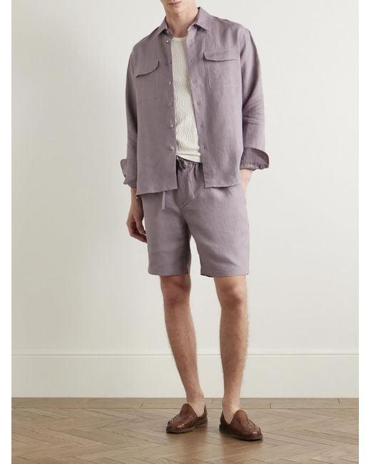 De Bonne Facture Purple Linen Overshirt for men