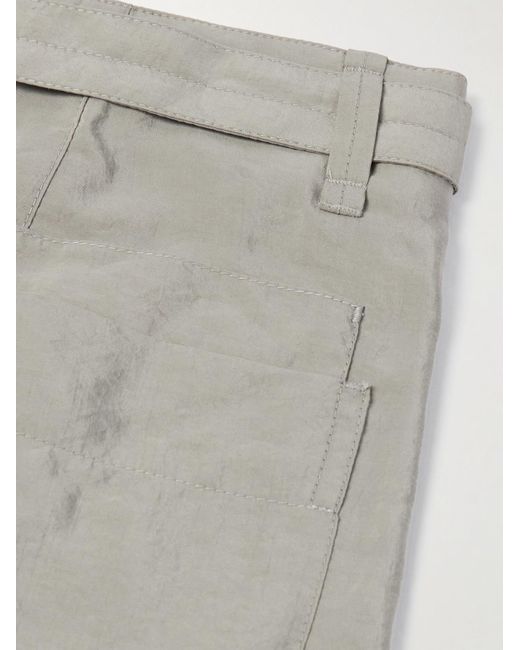 Lemaire Gerade geschnittene Hose aus einer Seidenmischung mit Gürtel in Gray für Herren