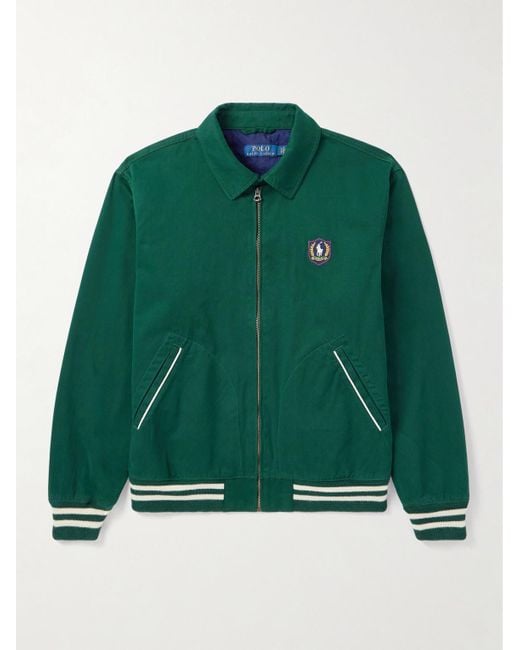 Polo Ralph Lauren Bomberjacke aus Baumwoll-Twill mit Logoapplikation in Green für Herren