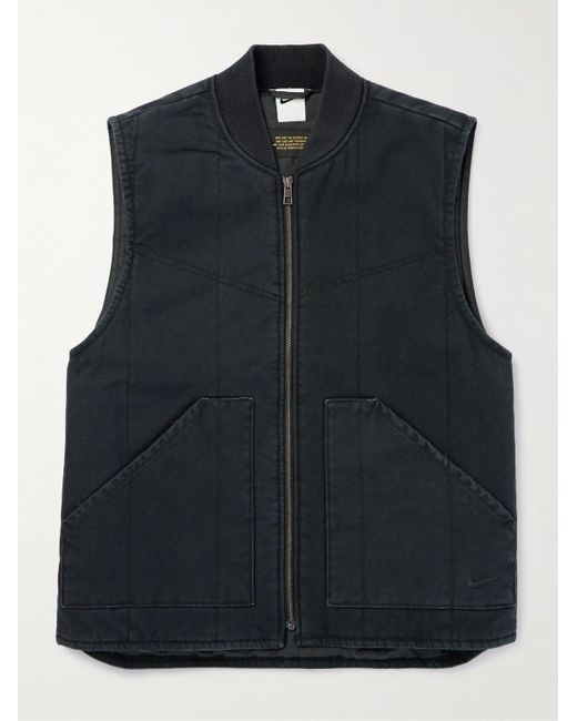 Nike Black Logo-embroidered Padded Cotton-canvas Gilet for men