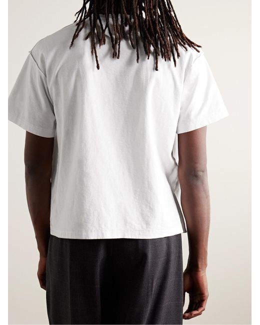 T-shirt cropped in jersey di cotone Reversed di John Elliott in White da Uomo