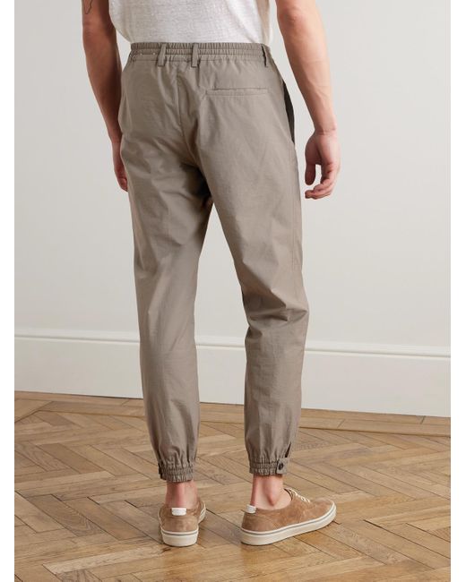 Incotex Gray Teknosartorial Slim-Fit Tapered Cotton-Blend Poplin Drawstring Trousers for men