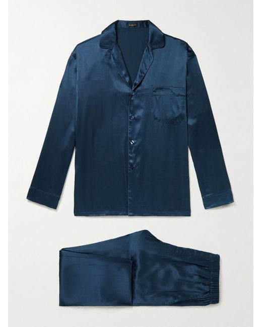 Rubinacci Blue Silk-satin Pyjama Set for men