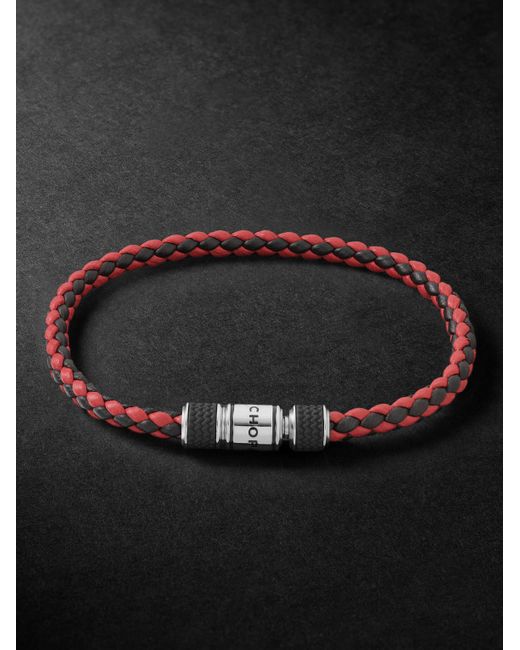 Classic Racing Woven Leather And-Tone Bracelet di Chopard in Black da Uomo