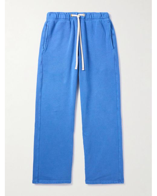 Les Tien Blue Straight-leg Garment-dyed Cotton-jersey Sweatpants for men