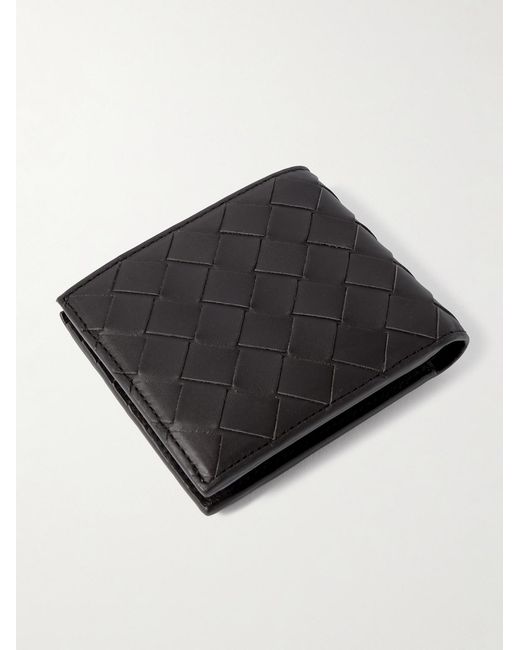 Bottega Veneta Black Intrecciato Leather Bifold Wallet for men