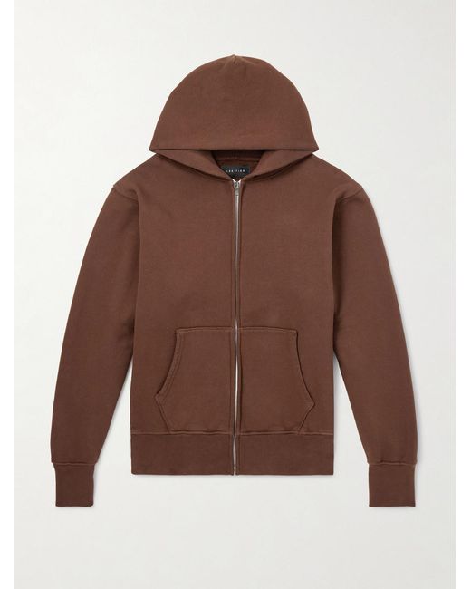 Les Tien Brown Garment-dyed Cotton-jersey Zip-up Hoodie for men