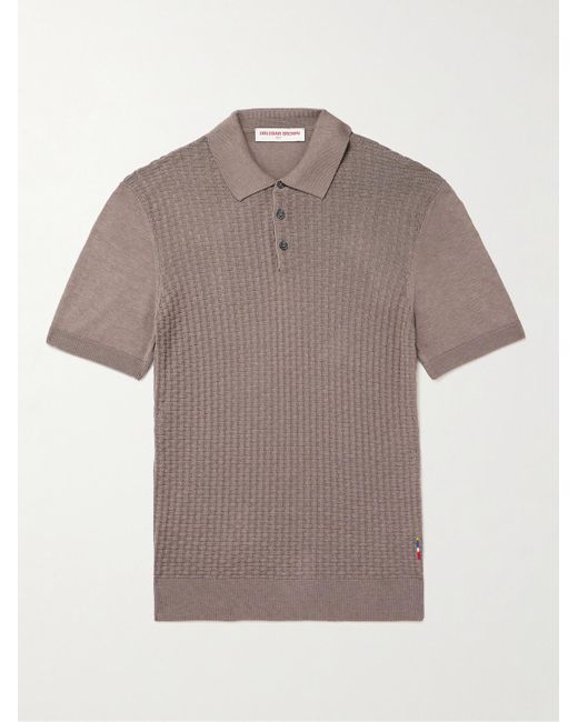 Orlebar Brown Gray Burnham Woven Silk And Cotton-blend Polo Shirt for men