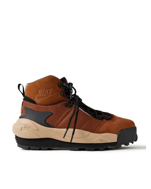 Nike Brown Sacai Magmascape Suede-trimmed Quilted Mesh High-top Sneakers for men