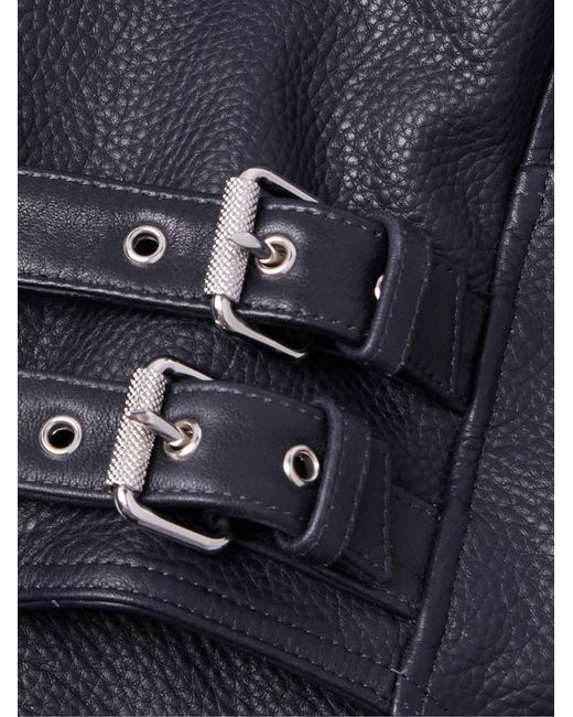 Mr P. Blue Slim-Fit Full-Grain Leather Jacket for men