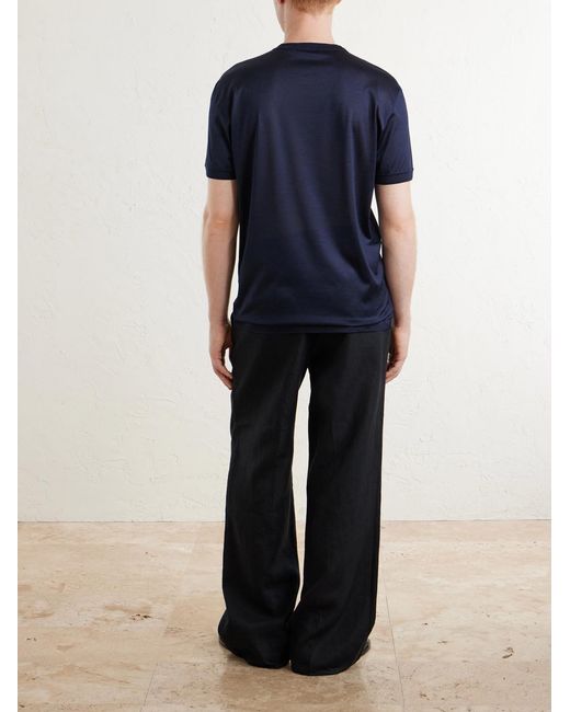 Dolce & Gabbana Blue Silk-Jersey T-Shirt for men