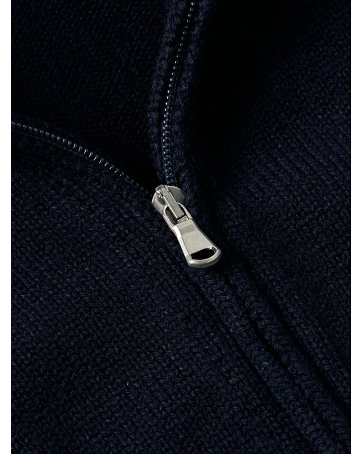 Inis Meáin Blue Wool And Linen-blend Zip-up Cardigan for men