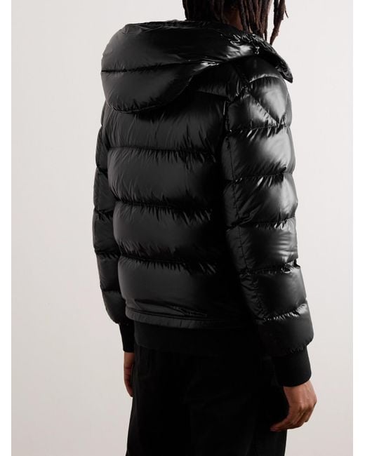 Moncler Black Maljasset Slim-Fit Quilted Lacquered-Nylon Hooded Down Jacket for men