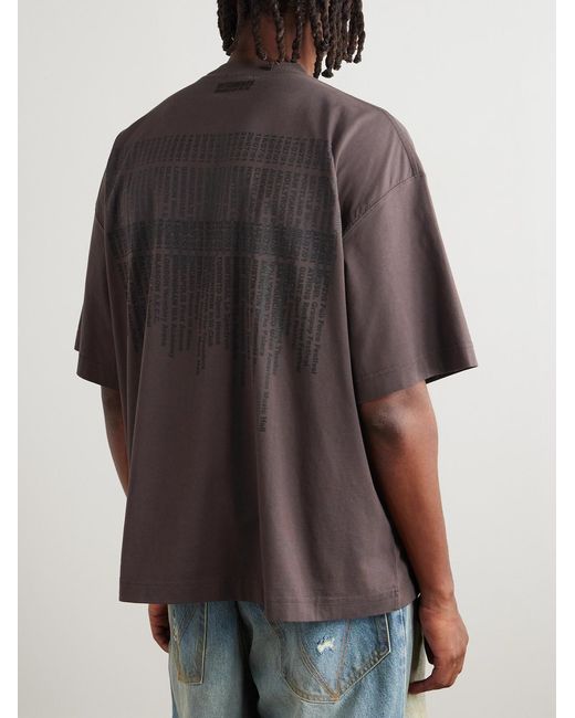 Vetements Gray Oversized Logo-Print Cotton-Jersey T-Shirt for men