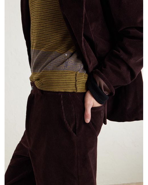 The Elder Statesman Purple Straight-Leg Cotton-Corduroy Trousers for men