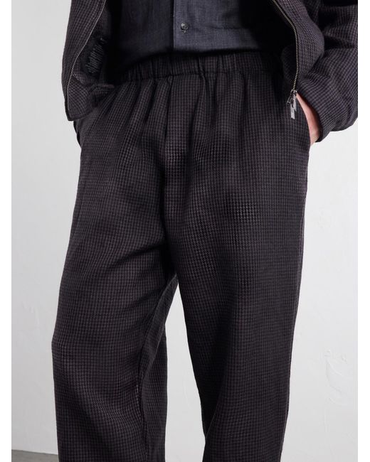 Barena Blue Straight-Leg Garment-Dyed Houndstooth Wool Trousers for men