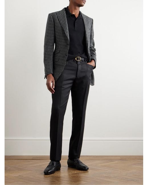 Tom Ford Polohemd aus Baumwoll-Piqué in Stückfärbung in Black für Herren