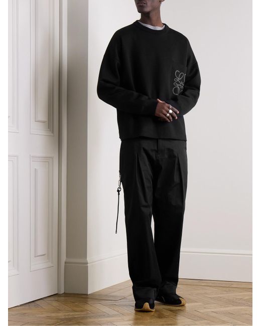 Loewe Pullover aus Jacquard-Strick aus einer Baumwollmischung mit Logomotiv in Black für Herren